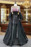 For You Next Prom Dance Black Ball Gown Tulle Long Sleeve Beading Prom Dresses