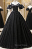 For Your Big Night Black Ball Gowns Tulle Spagehtti Straps Quinceanera Dresses
