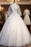 For Your Big Night Light Gray Tulle Ball Gowns Short Sleeve Appliques Quinceanera Dresses