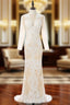 Prom Celebrity Dress Mermaid Deep V Neck Long Sleeves Slit Sexy Long Prom Dresses