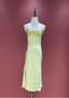 Fresh Elegant Pale Yellow Green Spaghetti Strap Lace Satin Prom Dresses Evening Dresses