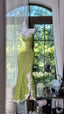 Fresh Green Mermaid Strapless Backless Criss-Cross Lace Long Prom Dresses Evening Dresses