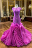 Fuchsia Mermaid Tulle Beading Prom Dresses
