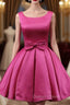 Fuchsia Satin Bow Homecoming Dresses