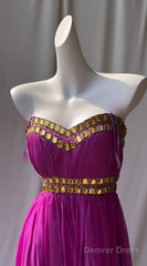 Fuchsia Sweetheart Neckline Retro Chiffon Ball Gown Bright Wedding Dress