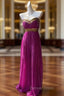 Fuchsia Sweetheart Neckline Retro Chiffon Ball Gowns Bright Wedding Dresses