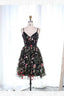 homecoming Dress lace A Line spaghetti straps short black lace homecoming Dresses