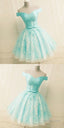 Green Off The Shoulder Appliques Short Homecoming Dresses