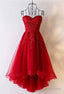 Beautiful Tulle High Low Simple Red Lace up Back Homecoming Dresses