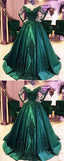 Dark Green Ball Gown Emerald Green Prom Dress, Ball Gown Wedding Dress