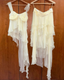 Gentle A Line Two Piece Appliques Tiered Ivory Chiffon Prom Dress