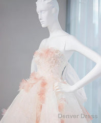 Gentle Pastel Layered A-Line Strapless Tulle Long Prom Dress Cute Applique Birthday Evening Dress
