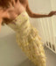 Yellow Floral Long Chiffon Prom Dress Wedding Guest Dresses