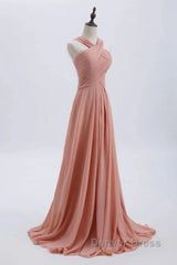 Glam Blush Pink Prom & Wedding Dresses-Sweet 16 Chiffon Evening Gown For Graduation & Quinceanera