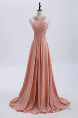 Glam Blush Pink Prom & Wedding Dresses-Sweet 16 Chiffon Evening Gown For Graduation & Quinceanera