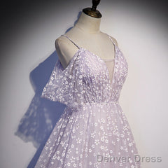 Glam Floral Tulle Off Shoulder Long Party Dress Formal Dress, Tulle Wedding Party Dresses