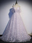 Glam Floral Tulle Off Shoulder Long Prom Dress Prom Dress, Tulle Wedding Prom Dresses