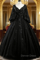Glam Tulle With Lace Applique Ball Gown Sweet 16 Dresses, Beaded Prom Dresses Evening Dresses