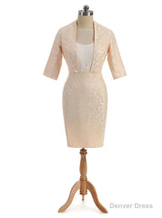 Glamorous Champagne Mother Of The Bride Dresses Sheath Knee Length