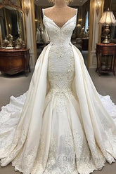 Glamorous Mermaid Sleeveless Lace Wedding Dresses Overskit