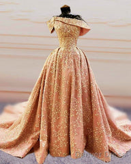 Glamour Ball Gown Satin Dresses Lace Embroidery Off Shoulder