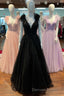 Glitter Feathers V Neck Empire Waist A Line Prom Gowns,Prom Dresses