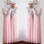 Glitter Sequins V Neck Long Chiffon Pink Bridesmaid Dresses