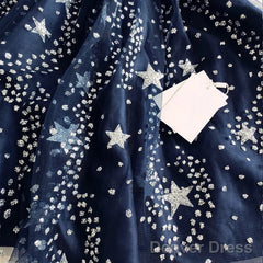 Glitter Stars Sequins Beaded Short Navy Blue Homecoming Party Dresses