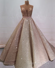Glitter Tulle Ball Gown Strapless Dresses