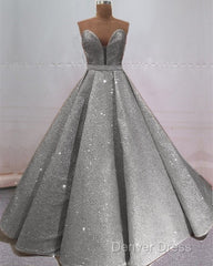 Glitter Tulle Ball Gown Strapless Dresses
