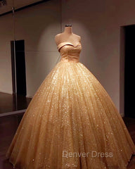 Glitter Tulle Prom Dresses Sweetheart Ball Gown