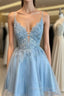 Glittering Beaded Short A Line Tulle Homecoming Dresses with Appliqued