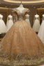 Gold Sequins Beading Quinceanera Dresses