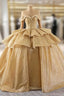 Gold Sequins Off the Shoulder Beading Prom Dresses