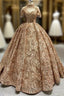 Gold Sequins Off the Shoulder Prom Dresses
