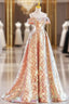 Gold Sequins Sweetheart Prom Dresses