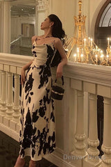 Gorgeous A Line Spaghetti Straps Black Date Night Dress Prom Dresses Birthday Outfit