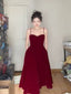 Gorgeous A Line Spaghetti Straps Burgundy Velvet Prom Dress Birthday Outfits