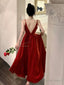 Gorgeous A Line Spaghetti Straps Red Ankle Length Prom Dress Birthday Outfits