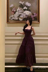 Gorgeous A Line Straps Grape Sleeveless Date Night Dress Prom Dresses Birthday Outfits