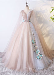 Gorgeous Ball Gown Tulle V-neckline Long Party Gown, New Prom Dresses