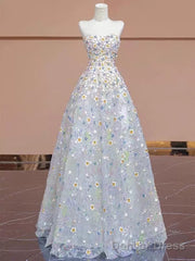 Gorgeous Balll Gown Sweetheart Floral Tulle Long Evening Dress Prom Dresses