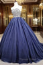 Gorgeous Blue Ball Gowns Sweet 16 Prom Dresses, Blue Handmade Prom Gowns