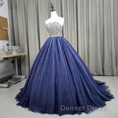 Gorgeous Blue Ball Gown Sweet 16 Party Dresses Handmade Formal Gown Off Shoulder Prom Dresses