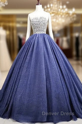 Gorgeous Blue Ball Gown Sweet 16 Party Dresses Handmade Formal Gown Off Shoulder Prom Dresses