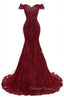 Gorgeous Burgundy Prom Gown Mermaid Lace Prom Gown
