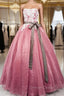Gorgeous Dark Pink Organza with Lace Formal Gown, Quinceanera Dresses