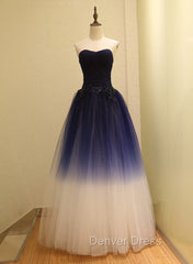 Gorgeous Gradient Tulle Ball Gown Evening Dresses, Tulle Party Dresses with Applique