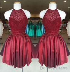 Gorgeous Low Back Halter Neck Beaded Homecoming Dresses