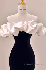 Gorgeous Mermaid Off The Shoulder Black Prom Dresses